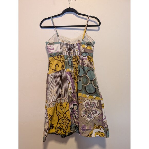 Cabi Multicolor Patchwork Print Beaded Lined Sundress Size 6 Festival, Boho - Picture 2 of 4
